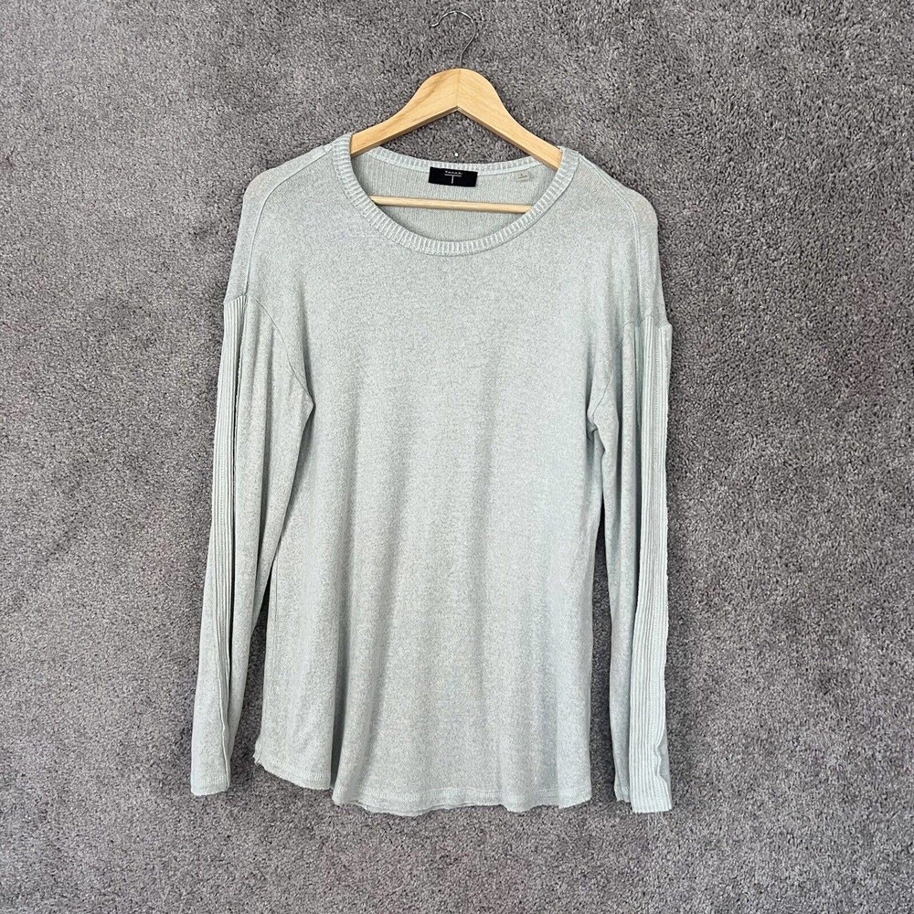 Tahari Sweater Womens Large Green Long Sleeve Scoop Neck Pullover Soft Stretch
